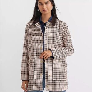 LOFT Barn Coat with Contrast Corduroy Collar - Beige/Navy/Brown